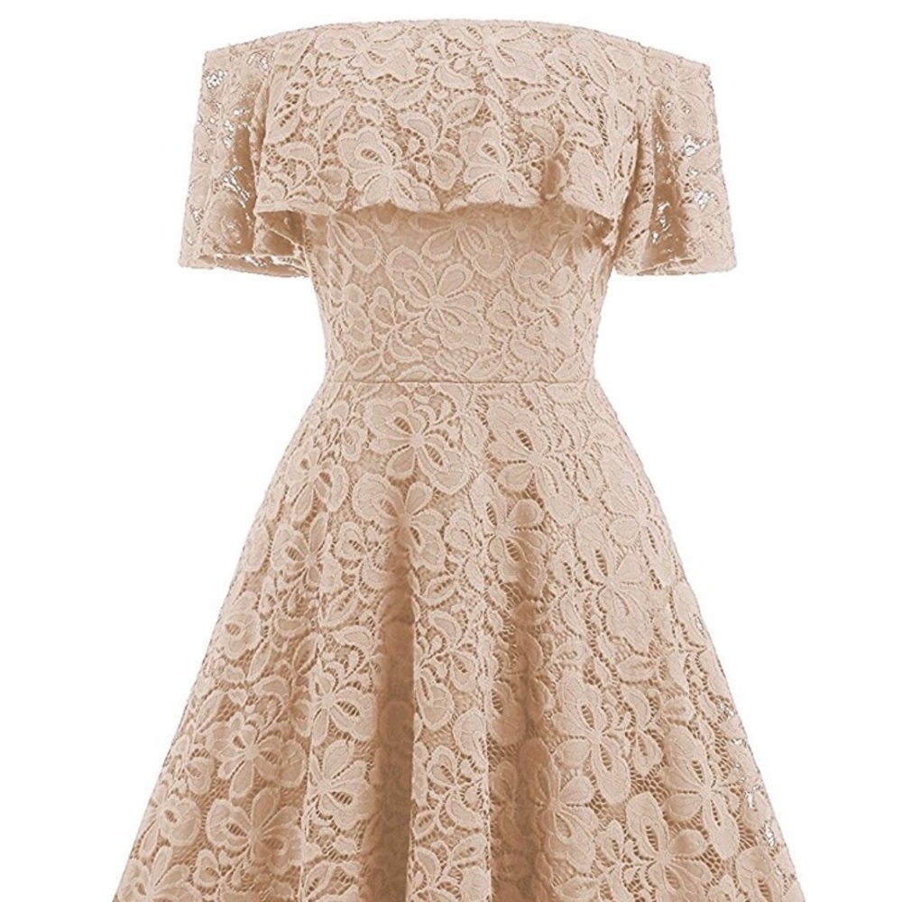 Women's Vintage Ruffled Off Shoulder Lace Dress